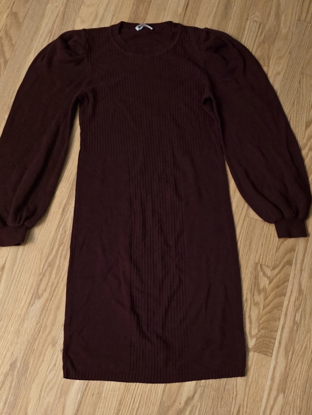 Calvin Klein Burgundy Ribbed Long Sleeve Sweater Dress